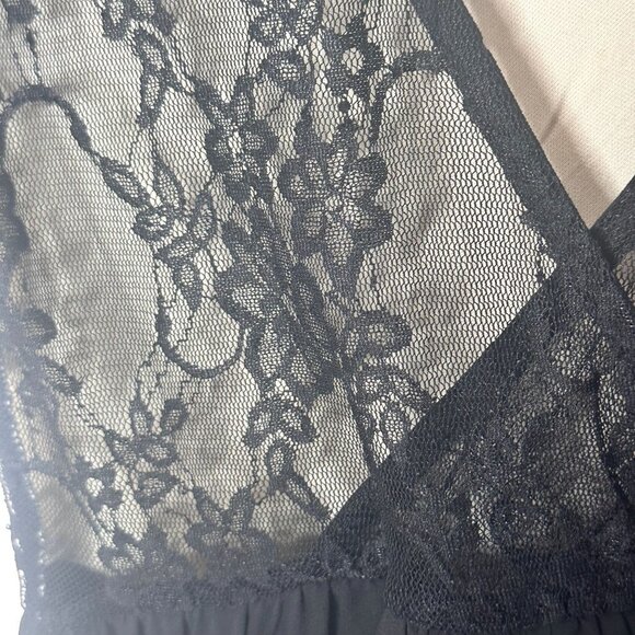 90s Y2K Black Lace Sheer Assymetrical Dress Womens S Whimsigoth Fairy Grunge - Picture 4 of 9